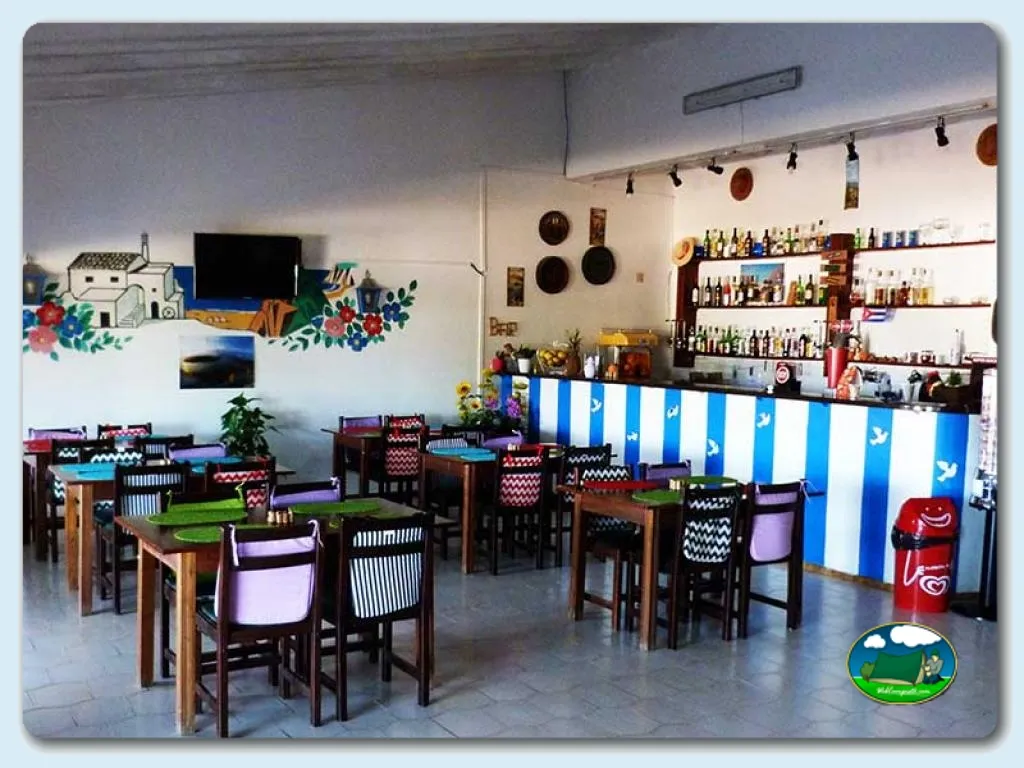 Restaurante bar con barra y mesas del Camping Sagres, Vila de Sagres (Faro)
