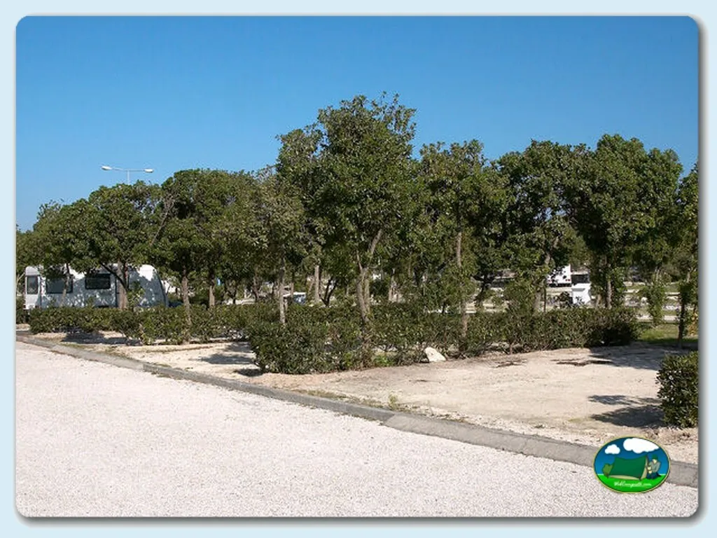 Parcelas arboladas con mobil-homes del Camping Inatel, Marinha Grande (Leiria)