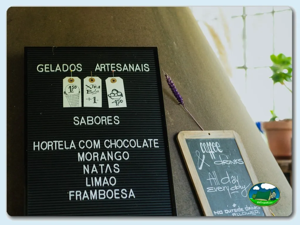 Restaurante bar menú gelados artesanais del Camping O Tamanco, Louriçal (Leiria)