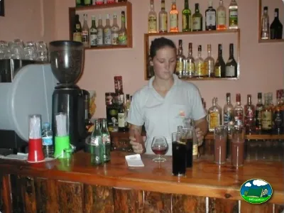 Bar con personal y bebidas del Camping Peña Montañesa, Labuerda (Huesca)