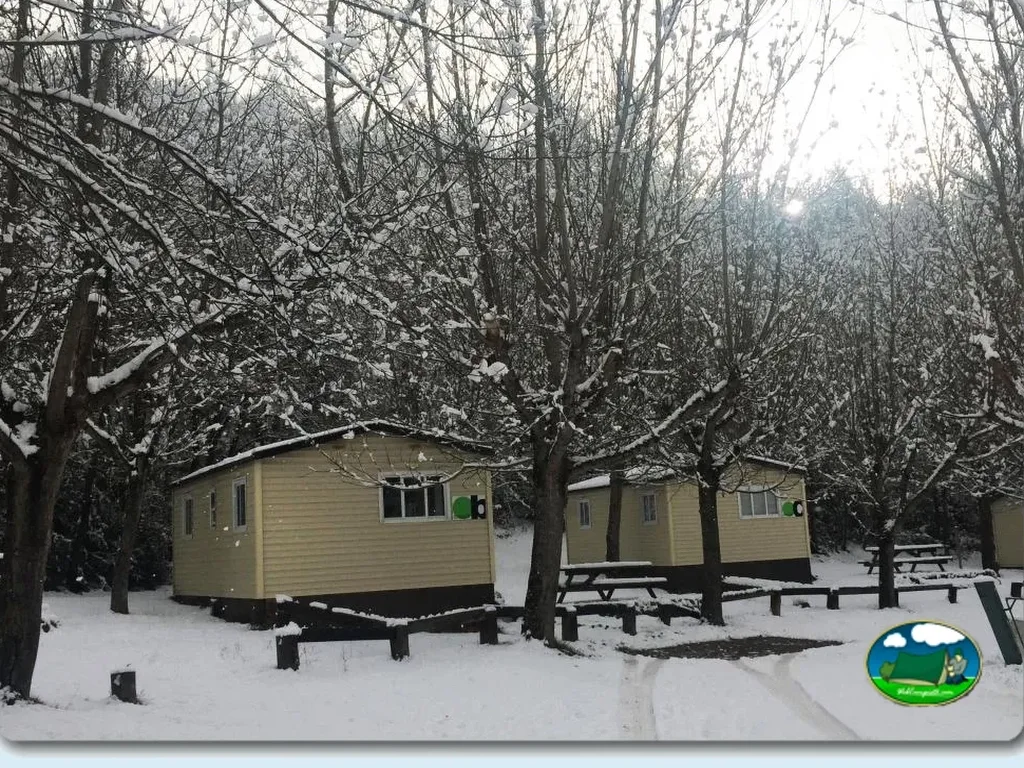 Mobil-home en entorno boscoso nevado del Camping Alta Ribagorça, Las Bordes del Pont de Suert (Lleida)