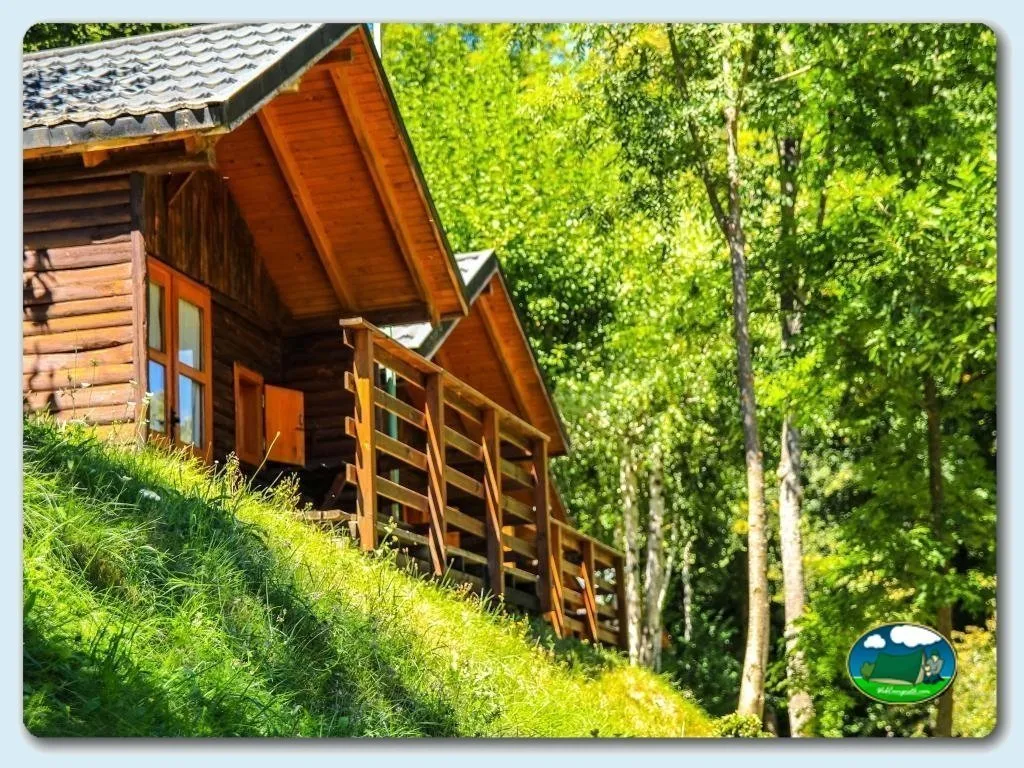 Cabaña de madera en montaña con vistas al bosque del Camping Bedura Park, Val D'Aran (Lleida)