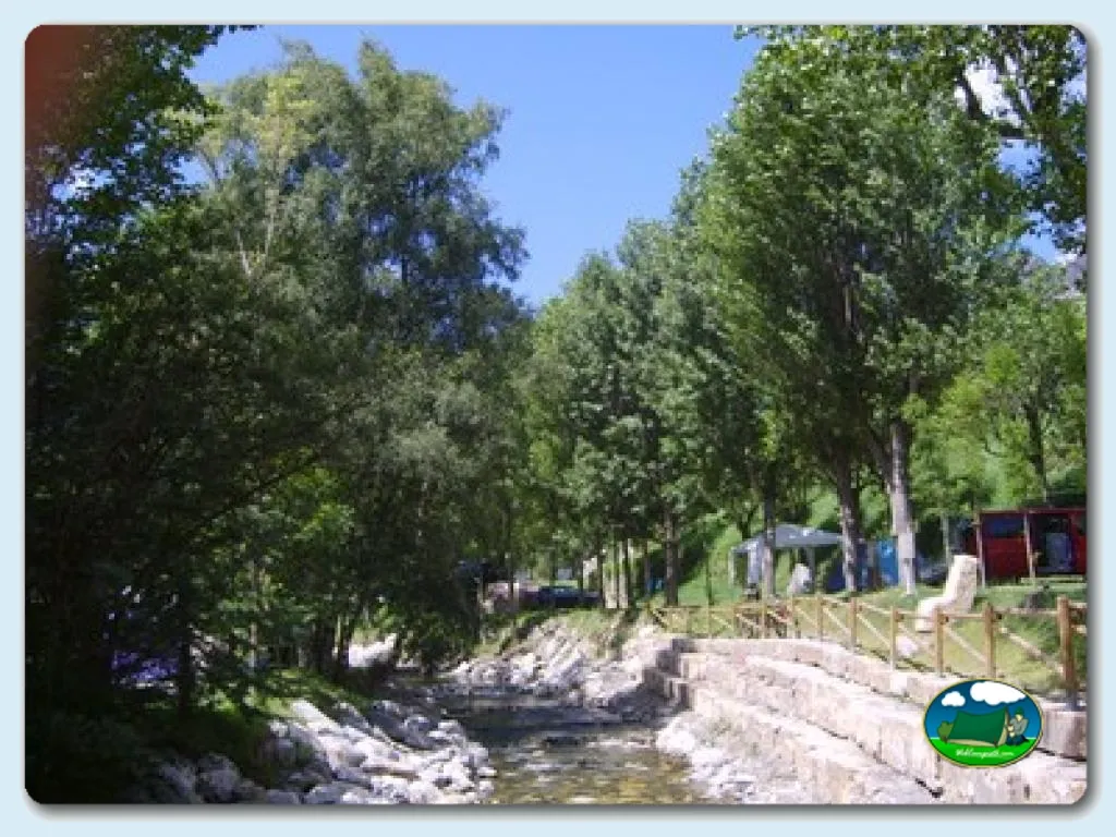 Parcela junto al río entre árboles del Camping Sol i Neu, Espot (Lleida)