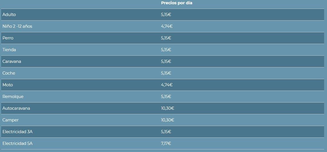 Tarifas Parcelas en Camping Pont D'Ardaix, Lleida, España