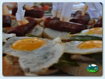 Platos con comida en restaurante del Camping Mas Patoxas, Pals (Girona)