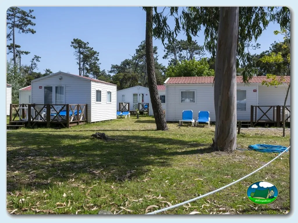 Mobil-home con vistas a la montaña entre árboles del Camping Orbitur Mira, Mira (Coimbra)