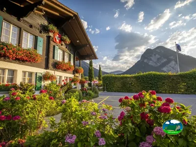 Chalet de Berg & Breakfast entre flores y árboles de Camping Lazy Rancho, Unterseen