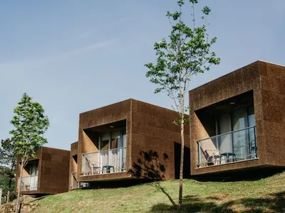 Glamping bungalows modernos con terraza del Camping Welcome Douro - Eco Camping Resort, Cinfães (Viseu)