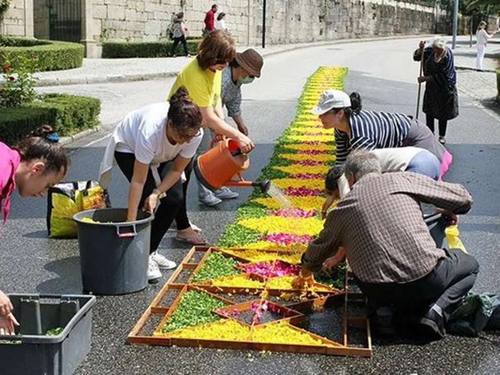 Actividad grupal de jardinería en recinto del Camping Parque de Campismo e Caravanismo de Vouzela, Vouzela (Viseu)