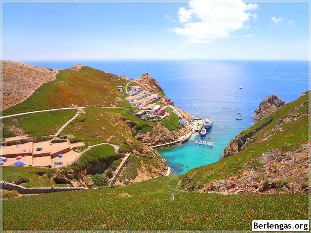 Parcela junto al mar con vistas a cala turquesa del Camping Parque de Campismo da Berlenga, Peniche (Leiria)