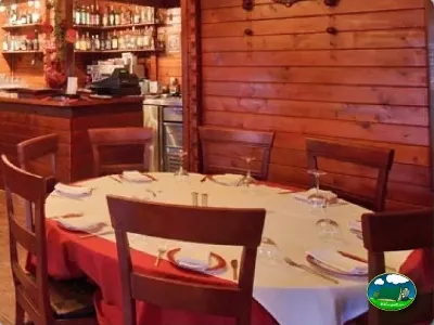 Restaurante interior con mesas y barra del Camping Cabopino, Marbella (Málaga)