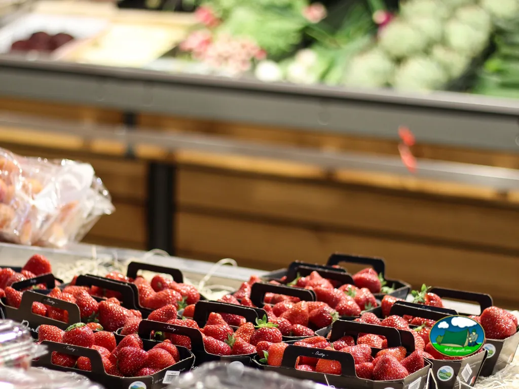 fresas en mostrador
