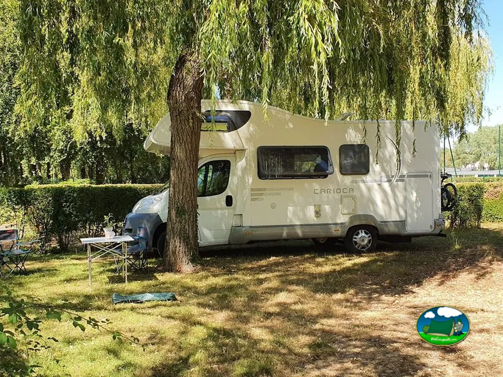 autocaravana bajo árboles