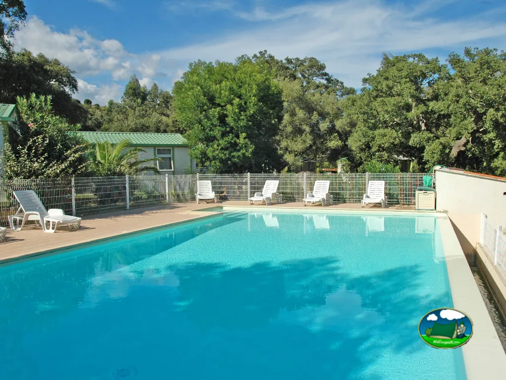 Piscina exterior entre árboles