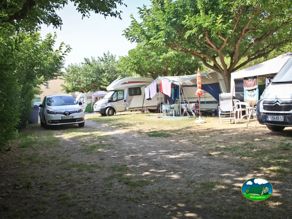 caravanas bajo árboles