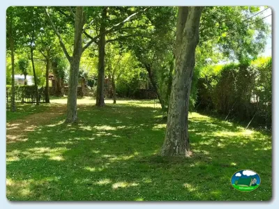 Parcela arbolada con sombra natural del Camping El Pinajarro, Hervás (Cáceres)