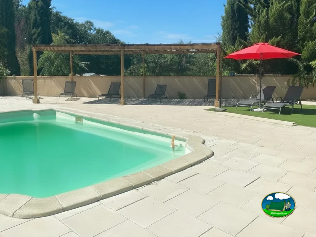 Piscina con tumbonas