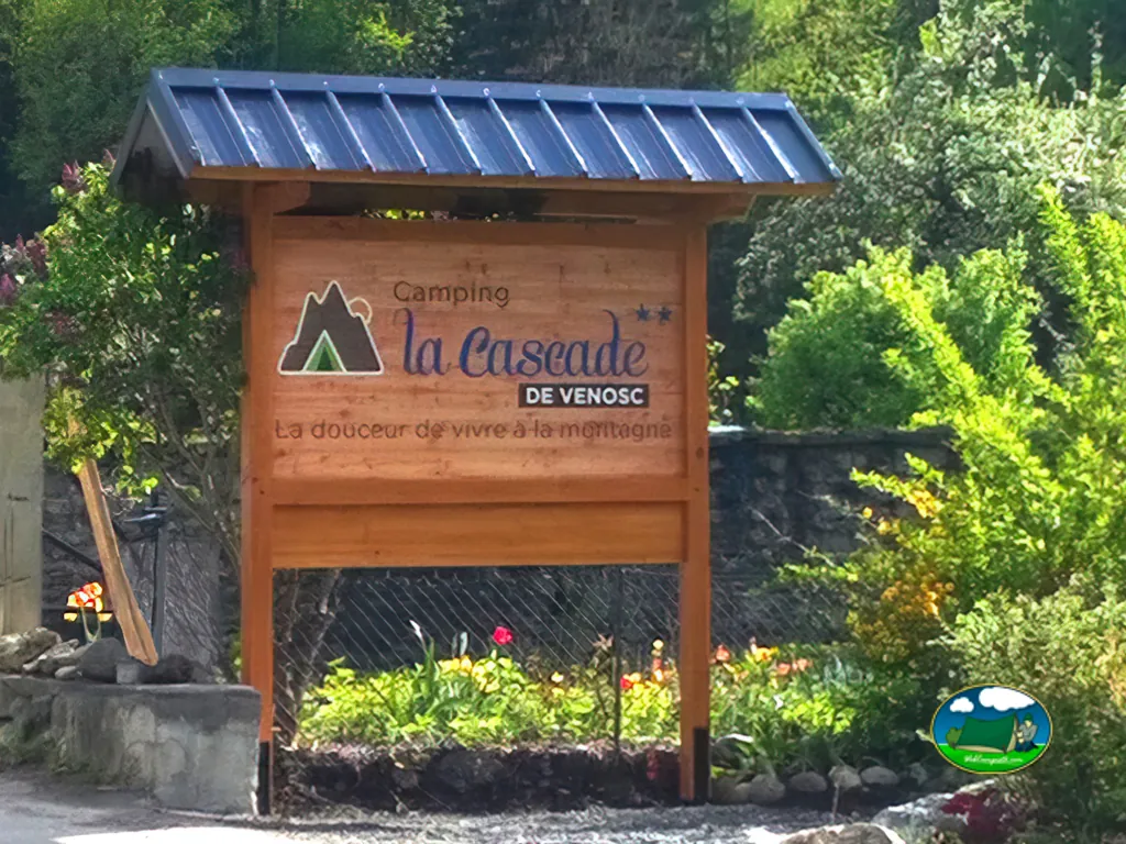 Cartel de recepción del Camping la Cascade de Venosc, VÉNOSC (Isère)