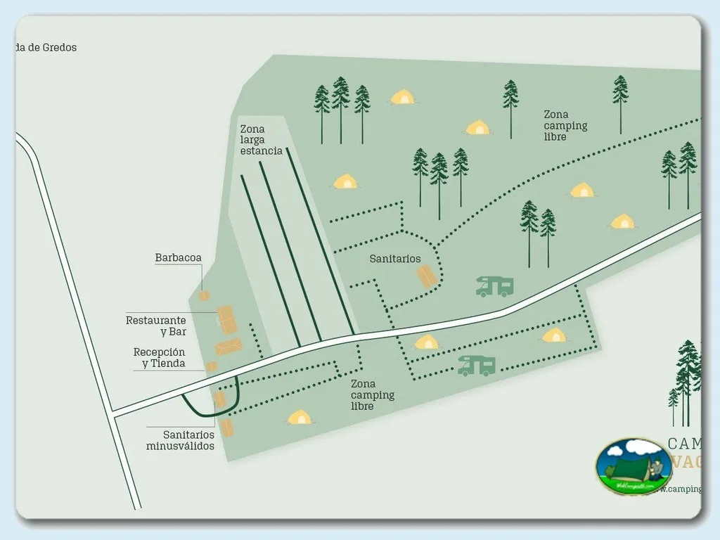 Plano del recinto del Camping Navagredos, Navarredonda de Gredos (Ávila)