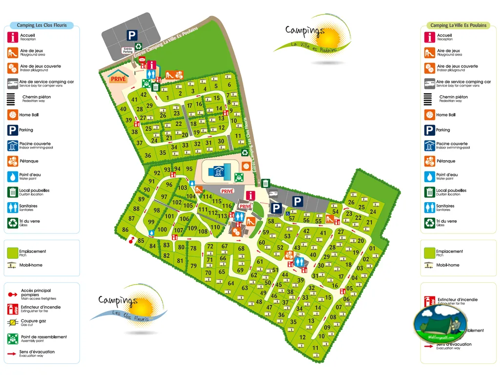 Plano del recinto del Camping Les Clos Fleuris, CANCALE (Ille y Vilaine)
