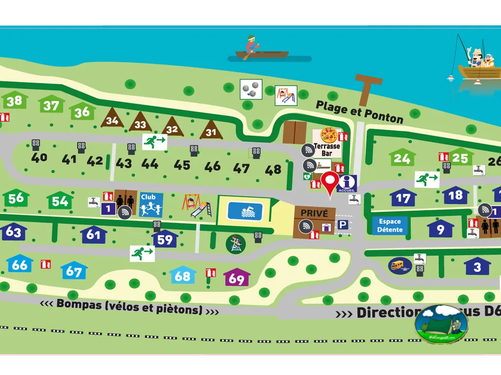Plano del recinto del Camping du Lac Mercus, MERCUS-GARRABET (Ariège)