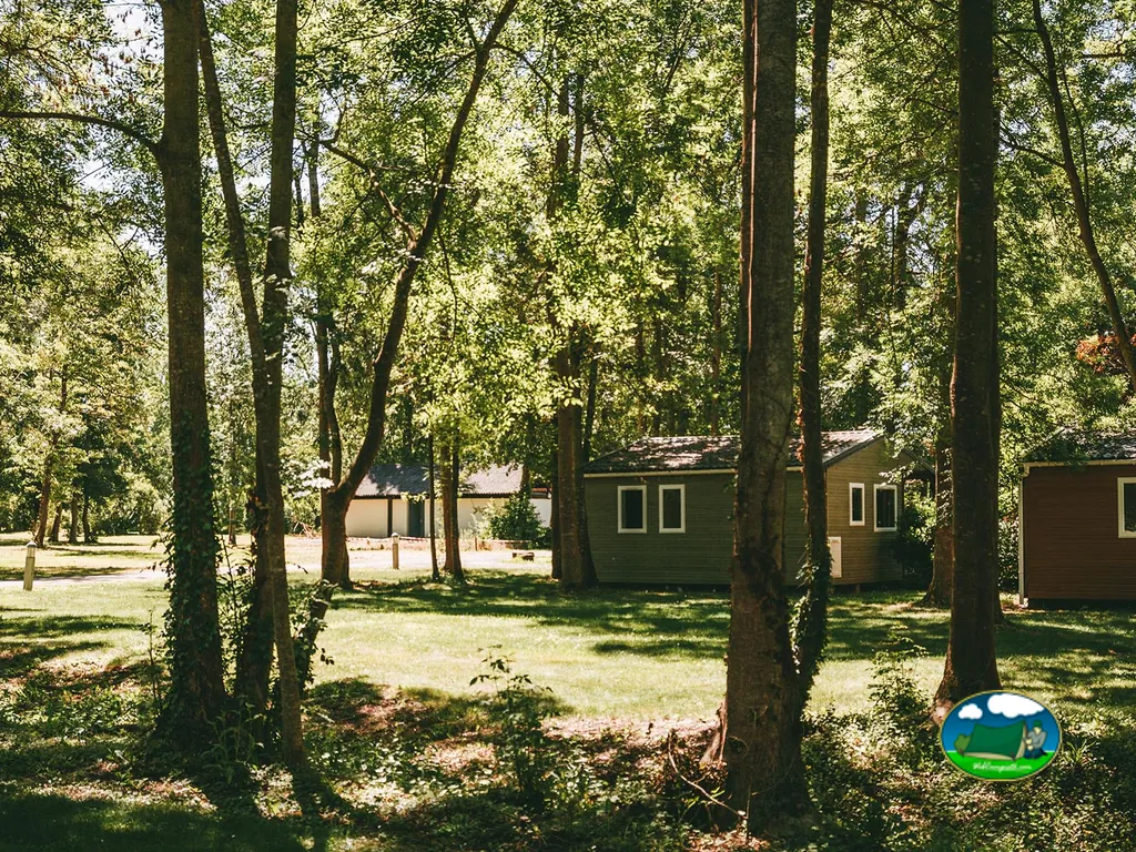 Mobil-home entre árboles del Camping Moncontour Active Park, MONCONTOUR (Vienne)