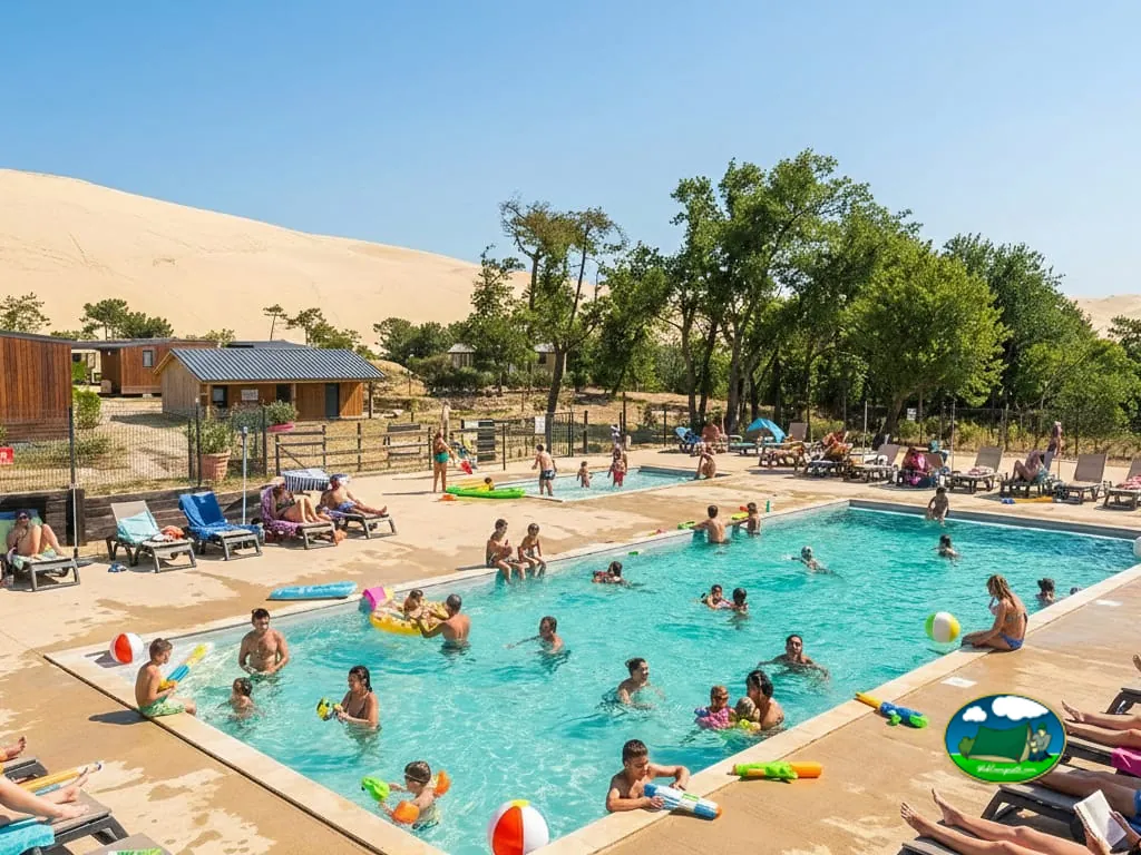 familias en piscina