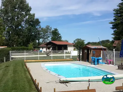 Piscina rodeada de césped
