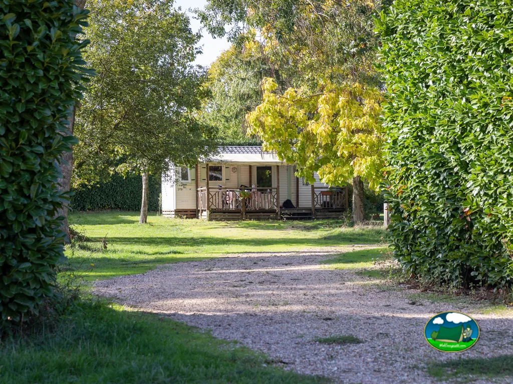 mobil-home entre árboles de otoño