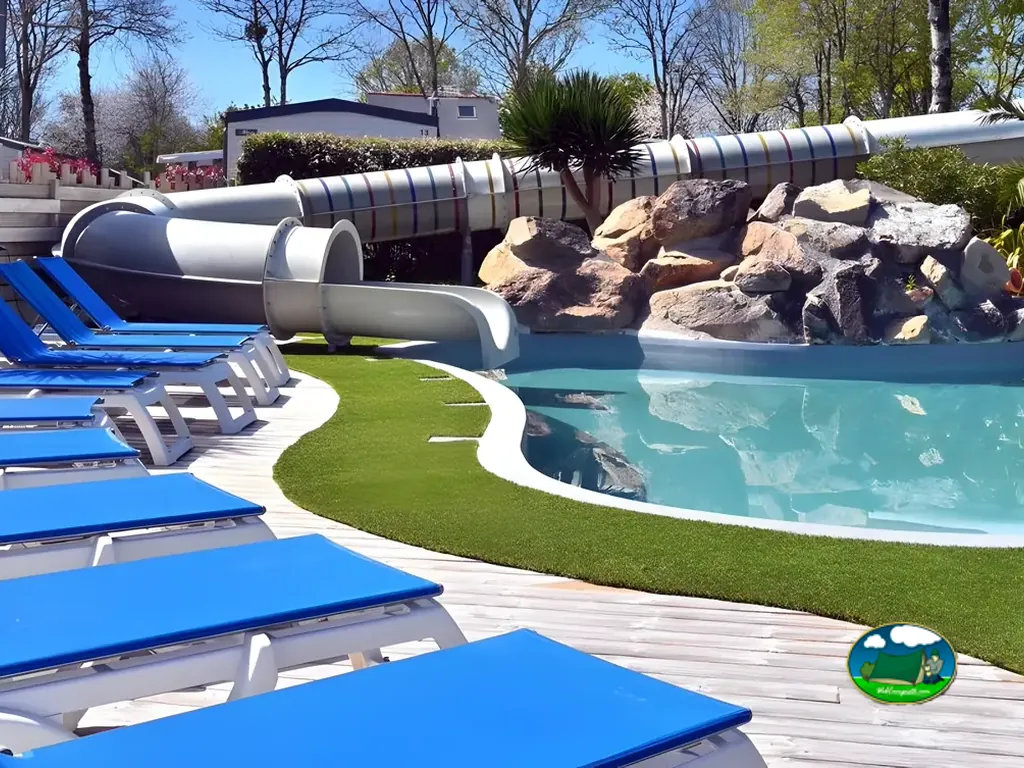 Toboganes junto a piscina