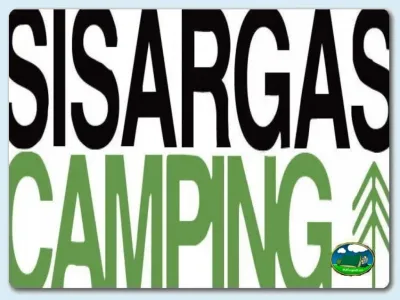 Cartel con texto del Camping Sisargas, Malpica (A Coruña)