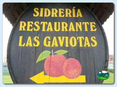 Cartel restaurante del Camping Las Gaviotas, Santa María del Mar (Asturias)