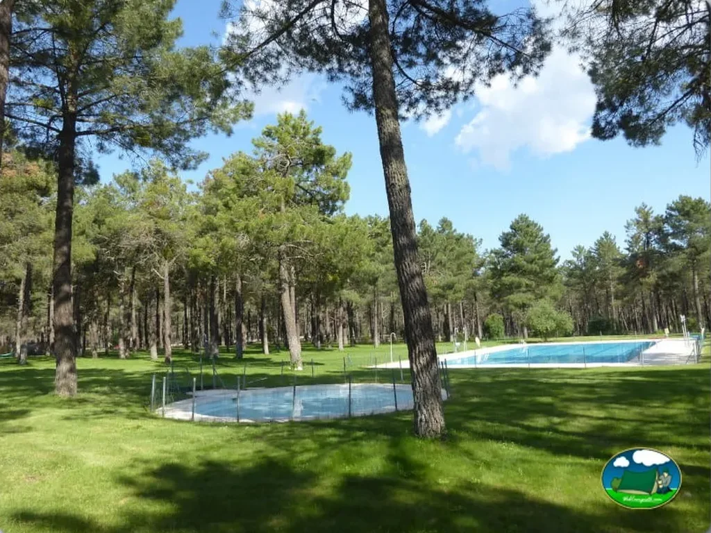 Piscina infantil en bosque de pinos del Camping El Calonge, Lastras de Cuéllar (Segovia)