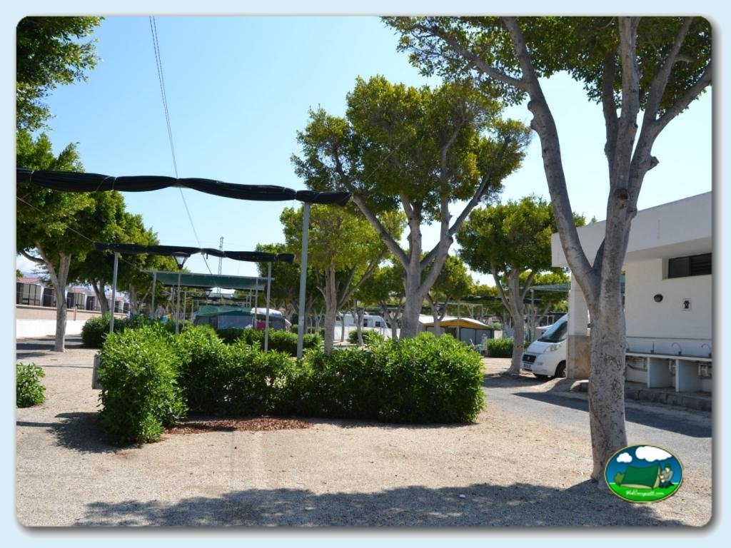 Zona de acampada en Camping Roquetas, Almería, España