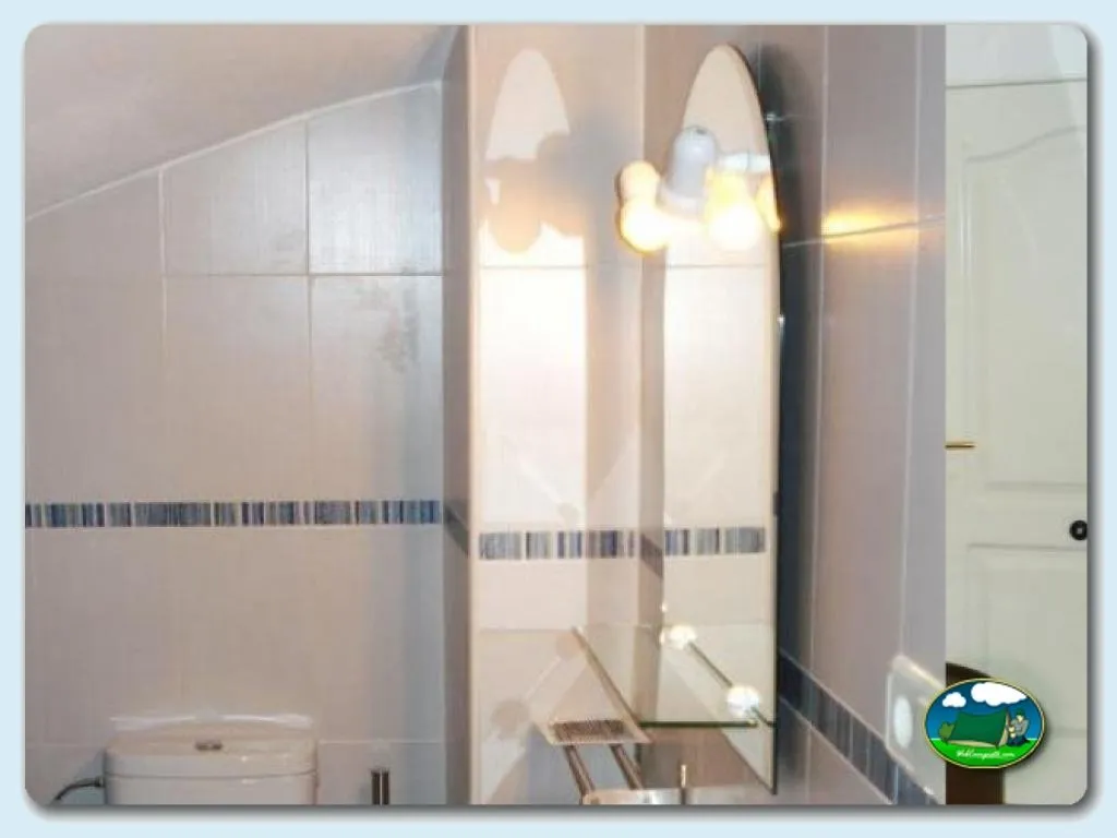 Aseos con ducha y espejo del Camping Internacional Las Palmeras, Crevillent (Alicante)