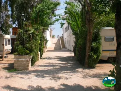 Parcela con mobil-home y arboleda del Camping San Vicente, Xeraco (Valencia)